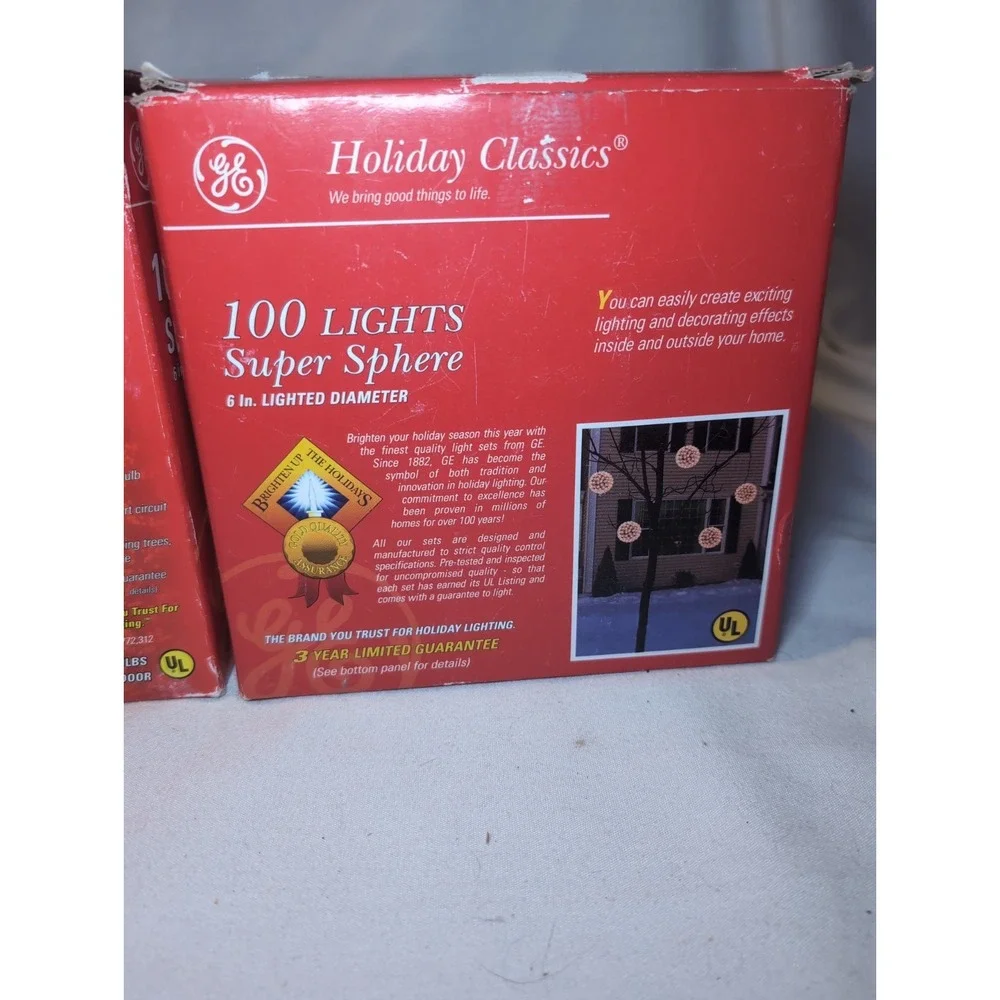 2x GE Holiday Classics 100 Light Super Sphere 6
